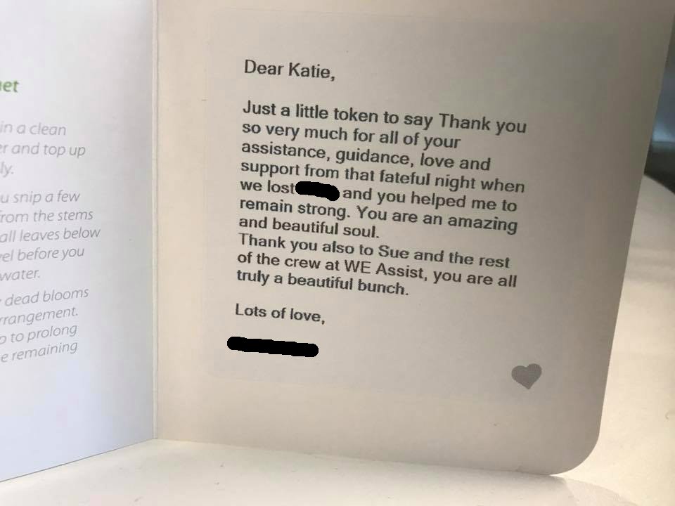 The 'thank you' card