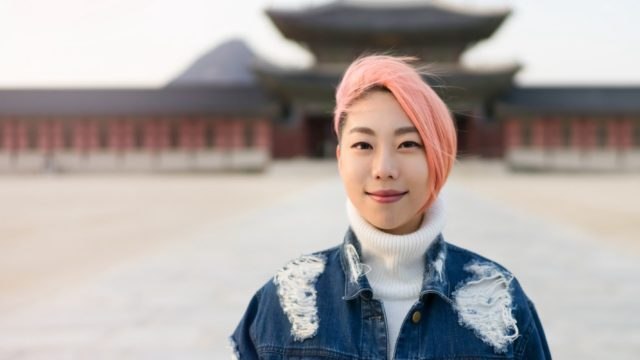A smiling woman in South Korea