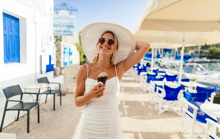 A smiling woman on holidays